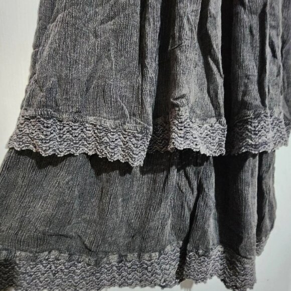 Vintage Gray Embroidered Ruffle Dress - Picture 4 of 5